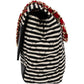 Chanel Striped Cotton Leather Single Flap Crossbody Bag
