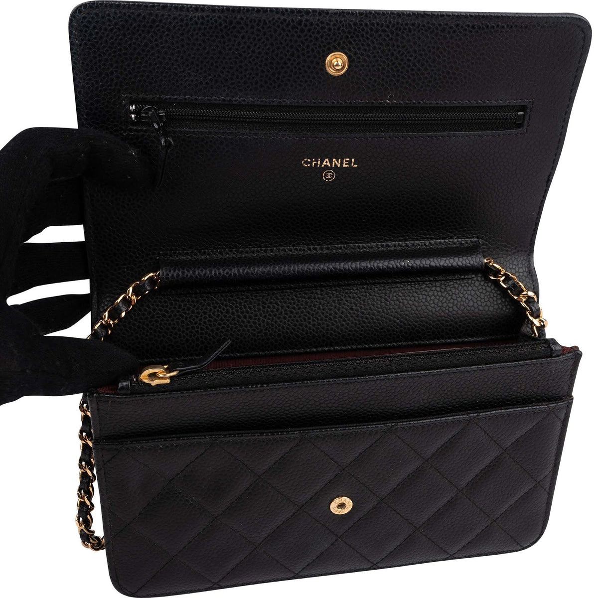 Chanel Quilted Caviar Leather CC Wallet On Chain Crossbody Bag