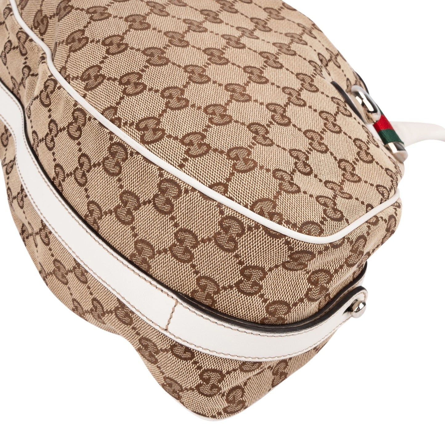 Gucci Monogram GG Canvas Web Stripe Tote Shoulder Bag