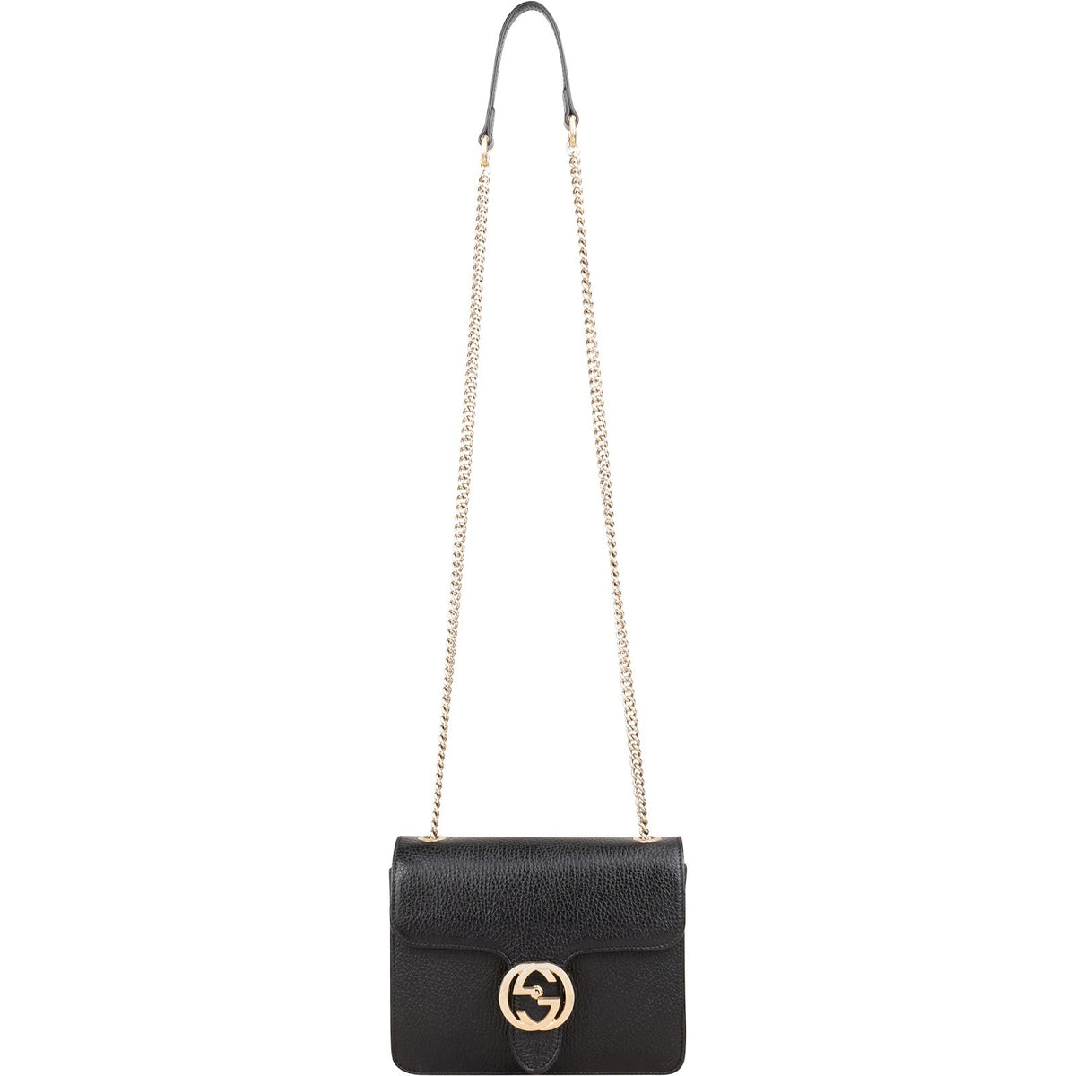 Gucci Pebbled Leather Interlocking GG Small Crossbody Bag