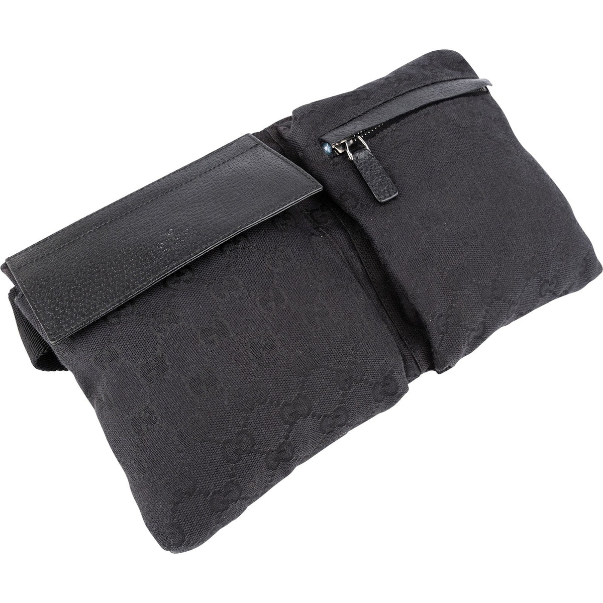 Gucci Schwarz Leder GG Canvas Belt Umhängetasche, Bild 4 von 7