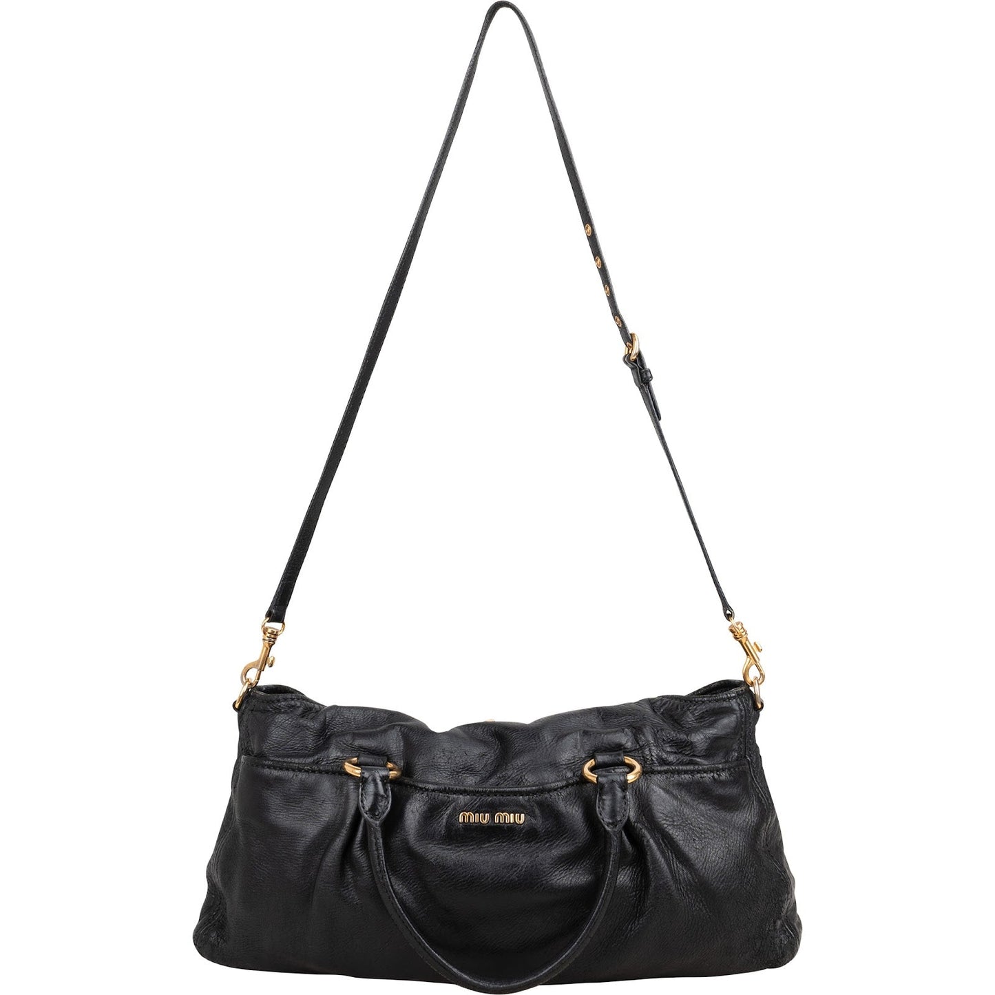 Miu Miu Vitelo Daino Turnlock Coffer Satchel Handbag