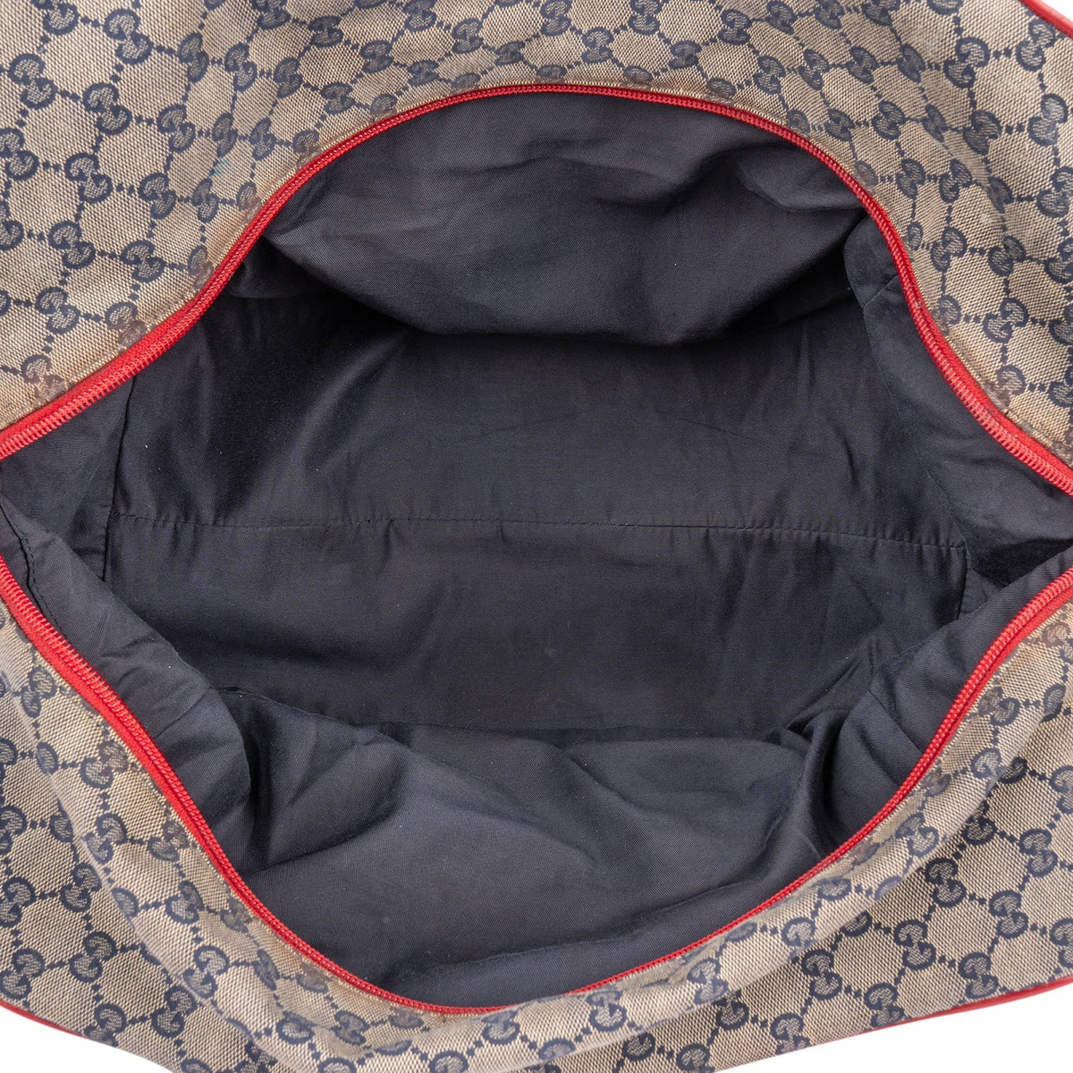 Gucci Monogram GG Plus Canvas Web Stripe Boston 40 Handbag