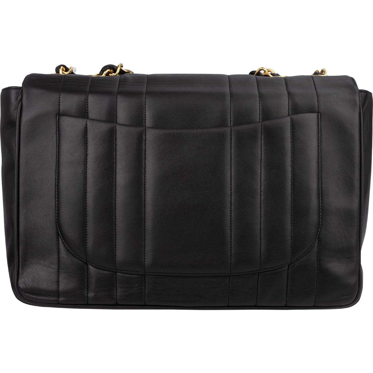 Chanel Vertical Quilted Lambskin 24K Gold Jumbo Single Flap Crossbody Bag