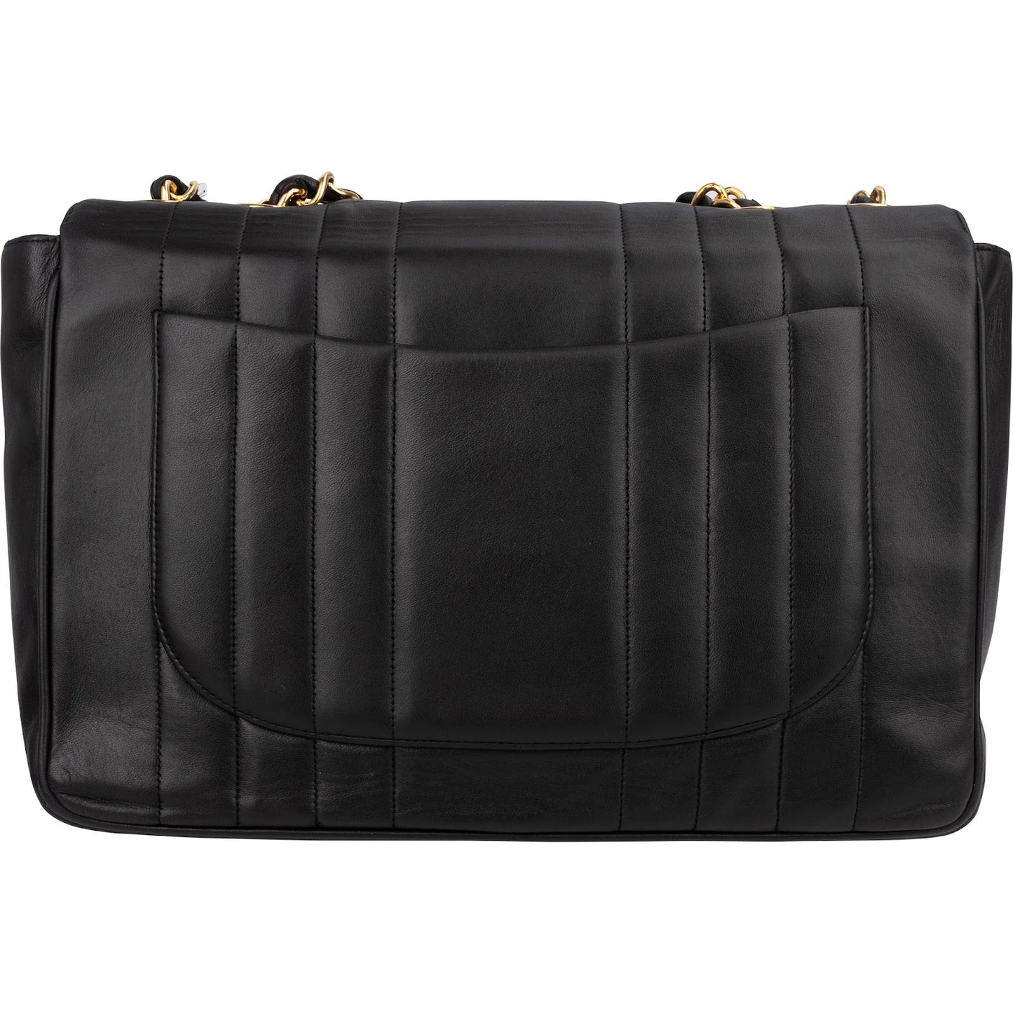 Chanel Vertical Quilted Lambskin 24K Gold Jumbo Single Flap Crossbody Bag