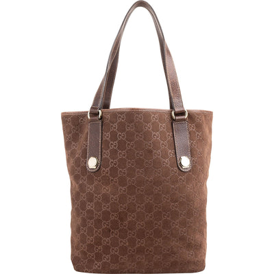 Gucci Monogram Suede GG Tote Shoulder Bag