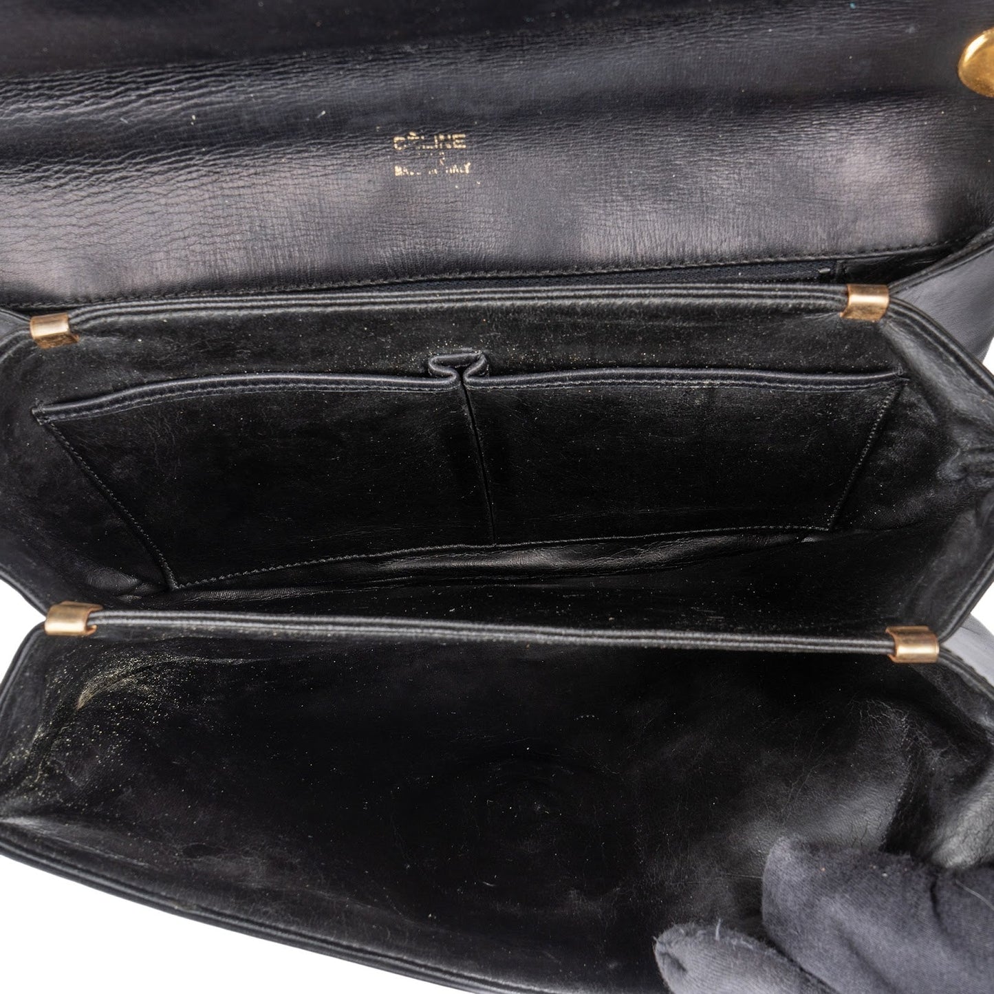 Celine Black Leather Triomphe Shoulder Bag