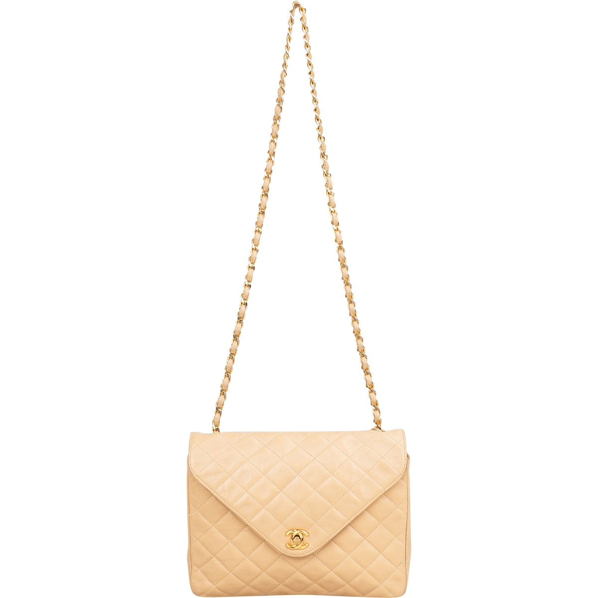 Chanel Quilted Lambskin 24K Gold Single Flap Shoulder Bag