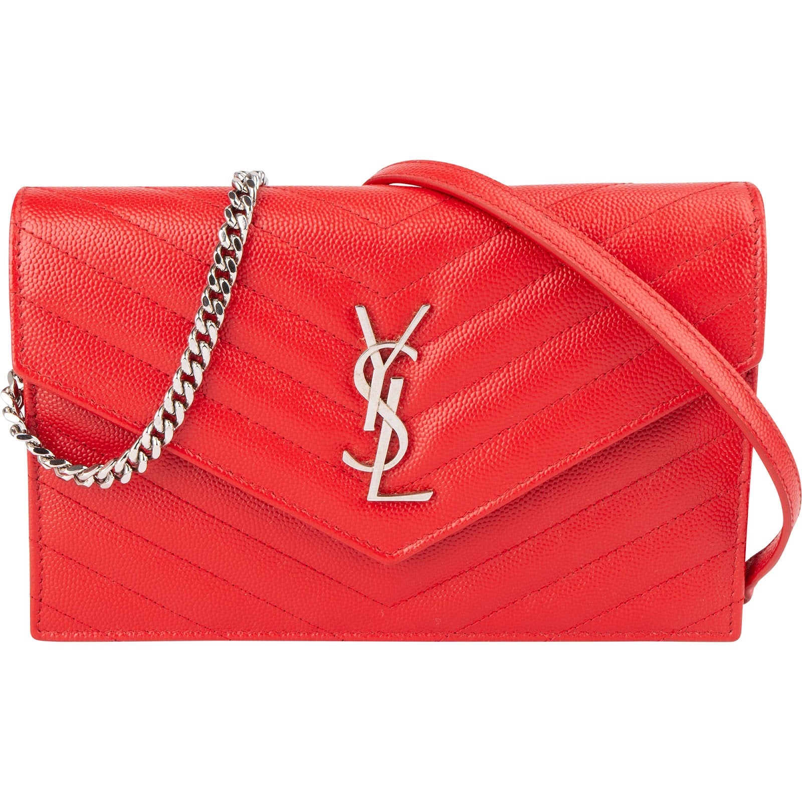 Yves Saint Laurent Grain de Poudre Leather Envelope Wallet On Chain Crossbody Bag