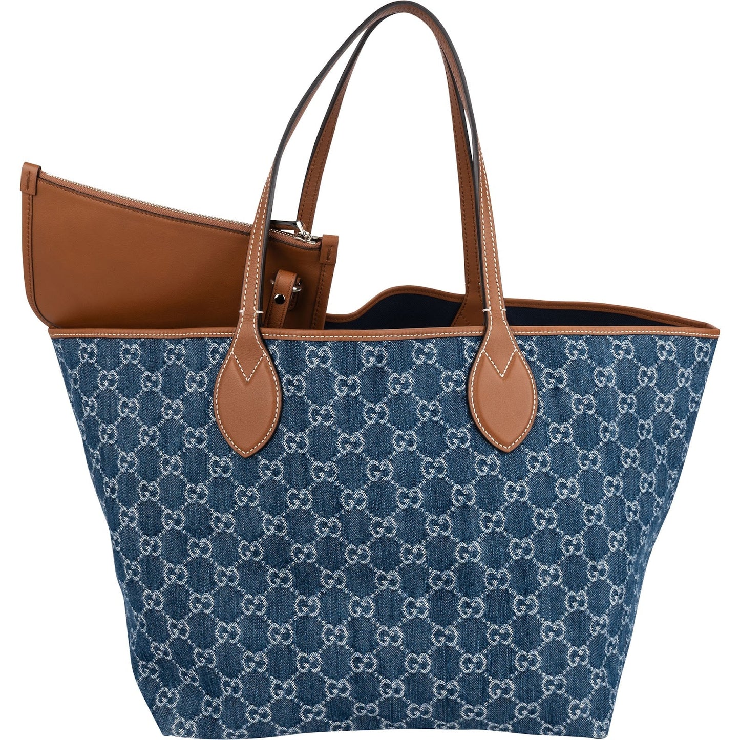 Gucci Monogram Denim GG Tote Shoulder Bag