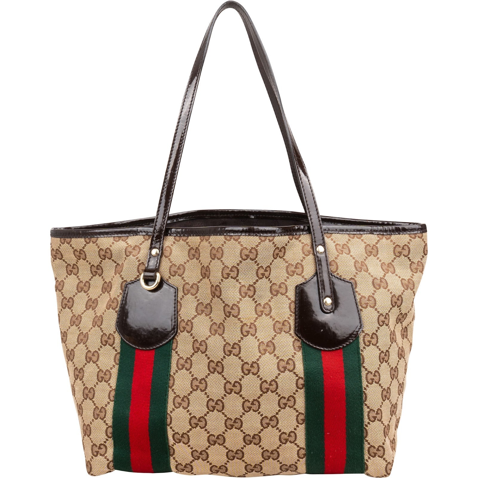 Gucci Monogram GG Canvas Patent Leather Shoulder Bag