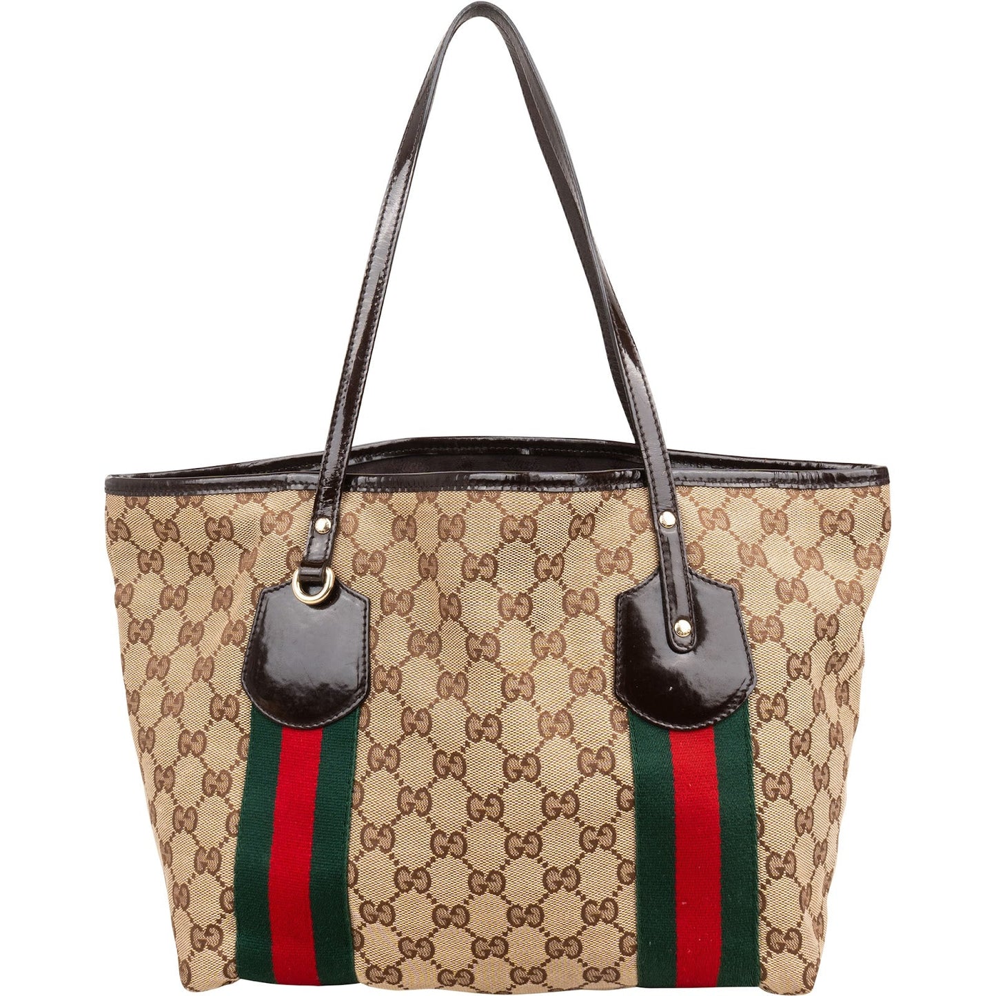 Gucci Monogram GG Canvas Patent Leather Shoulder Bag