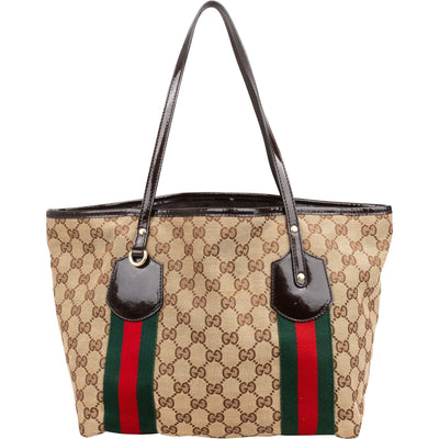 Gucci Monogram GG Canvas Patent Leather Shoulder Bag