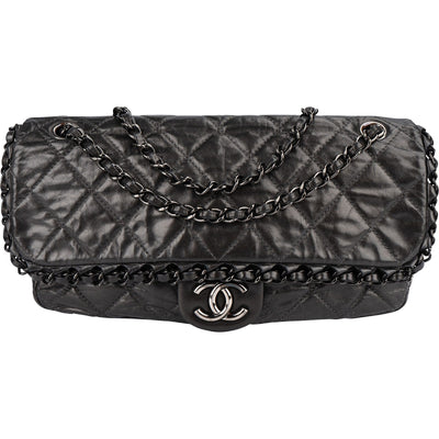 Chanel Quilted Calfskin Chain Me East West Single Flap Shoulder Bag