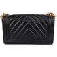 Chanel Quilted Chevron Boy Single Flap Crossbody Bag