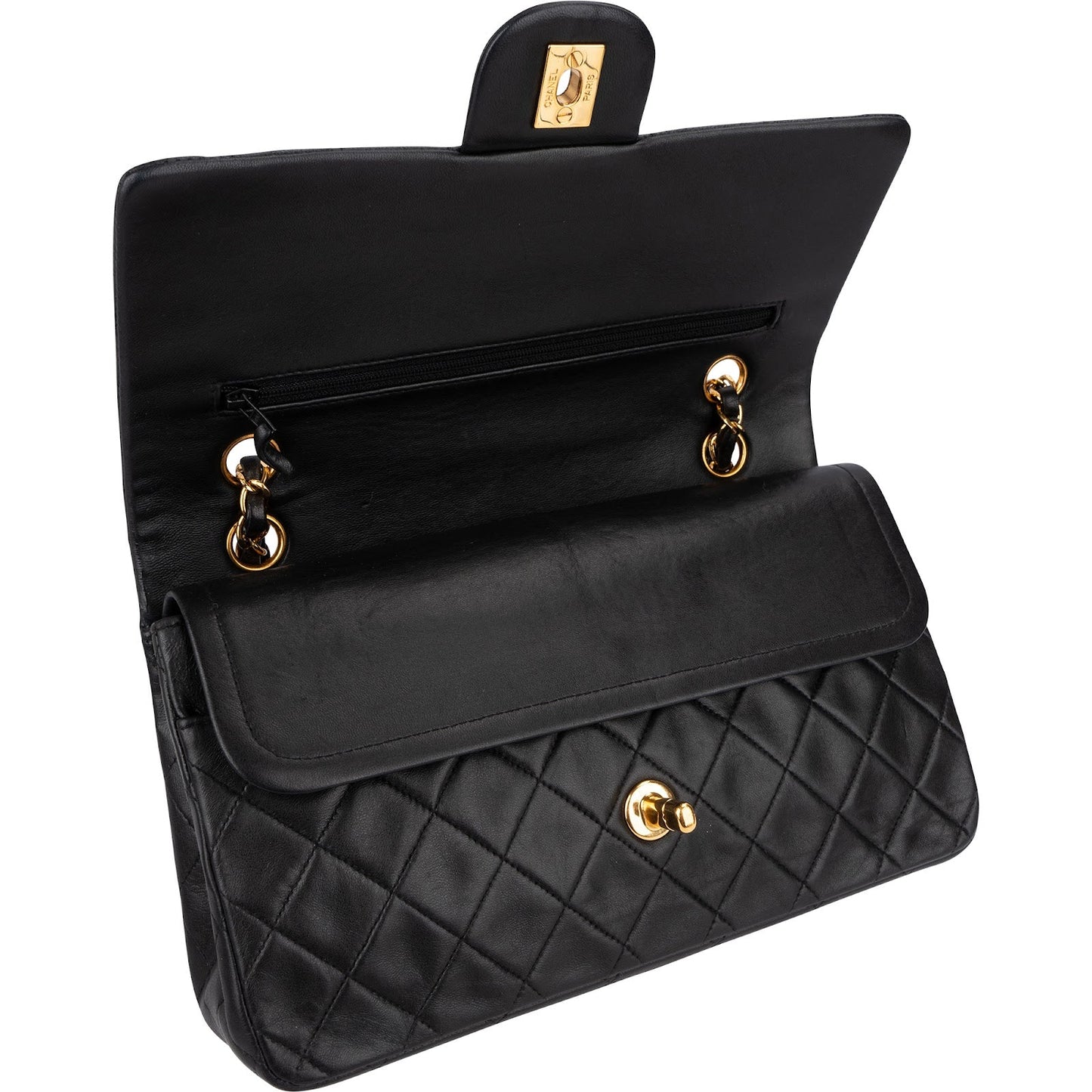 Chanel Quilted Lambskin 24K Gold Medium Double Flap Shoulder Bag