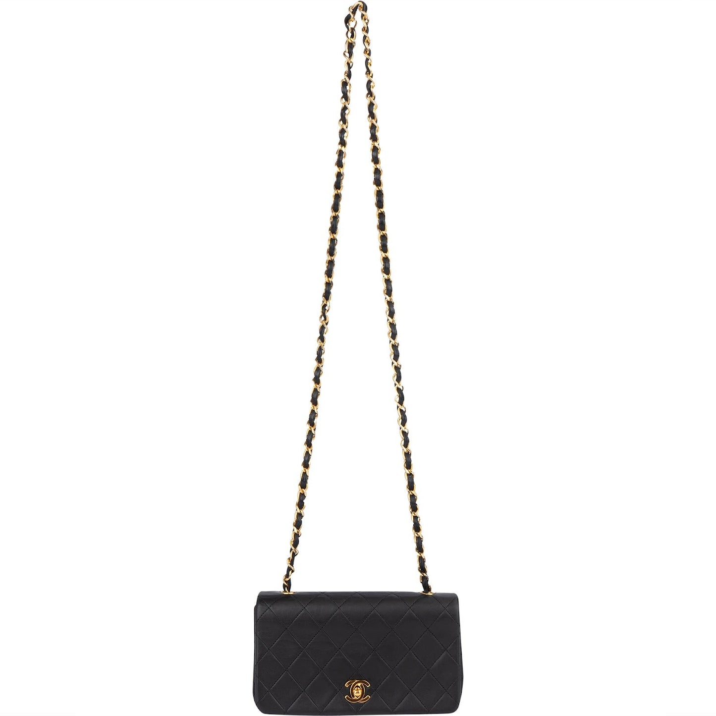 Chanel Quilted Lambskin 24K Gold Single Flap Crossbody Bag
