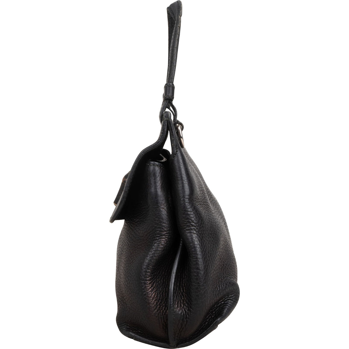 Gucci Bamboo aus schwarzem genarbtem Leder – Ansicht 5