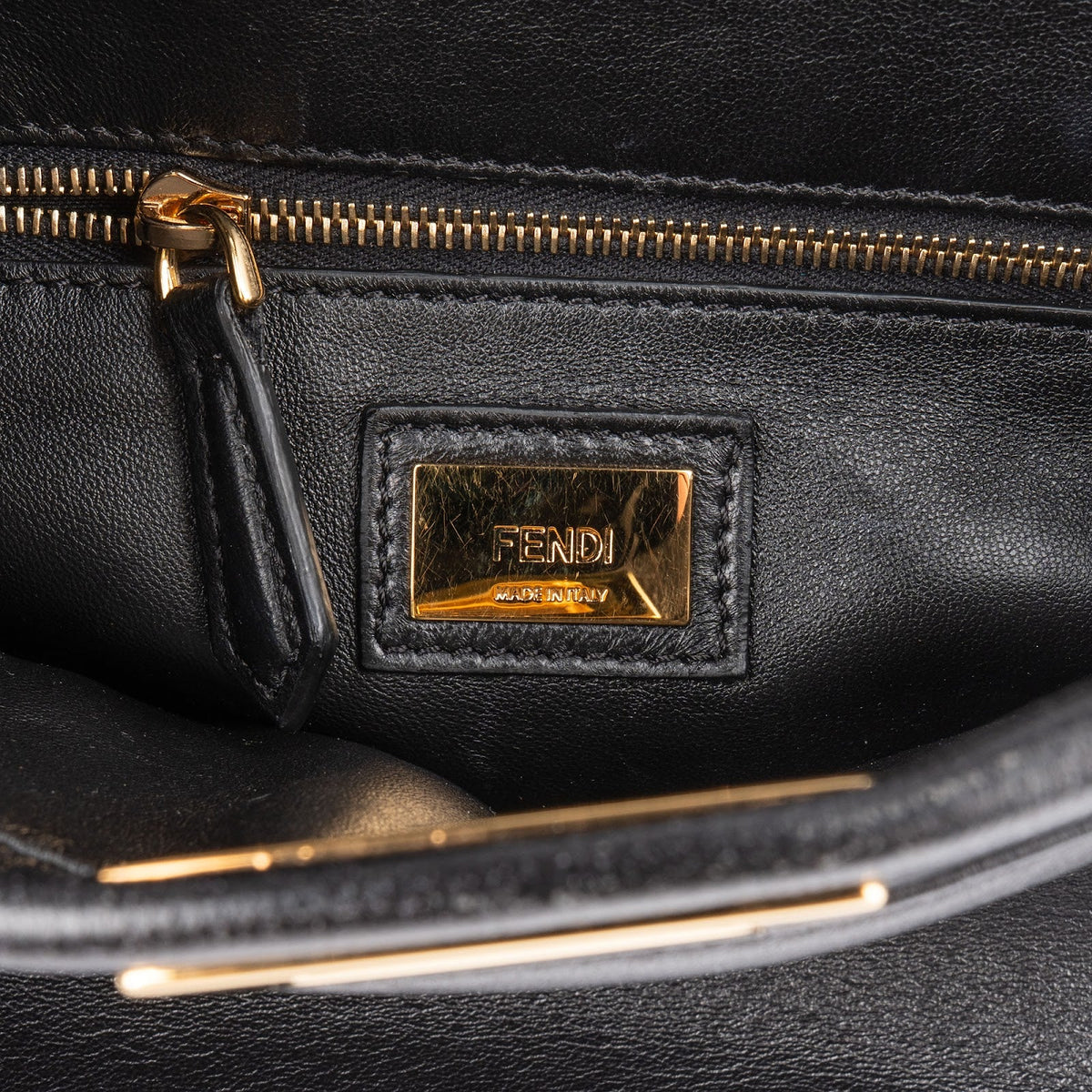 Fendi Black Leather Mini Peekaboo Handbag