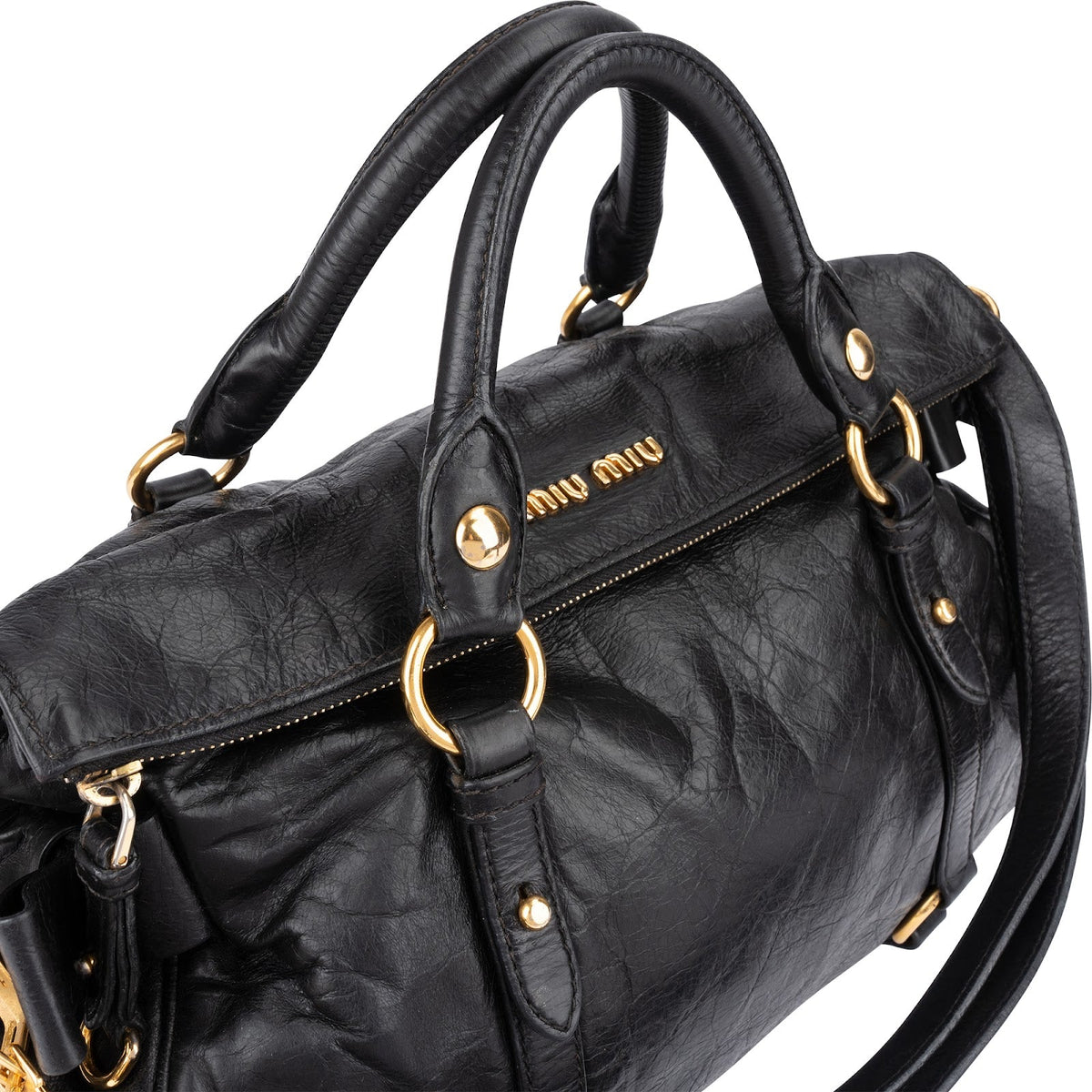 Miu Miu Vitello Lux Leather Bow Satchel Handbag