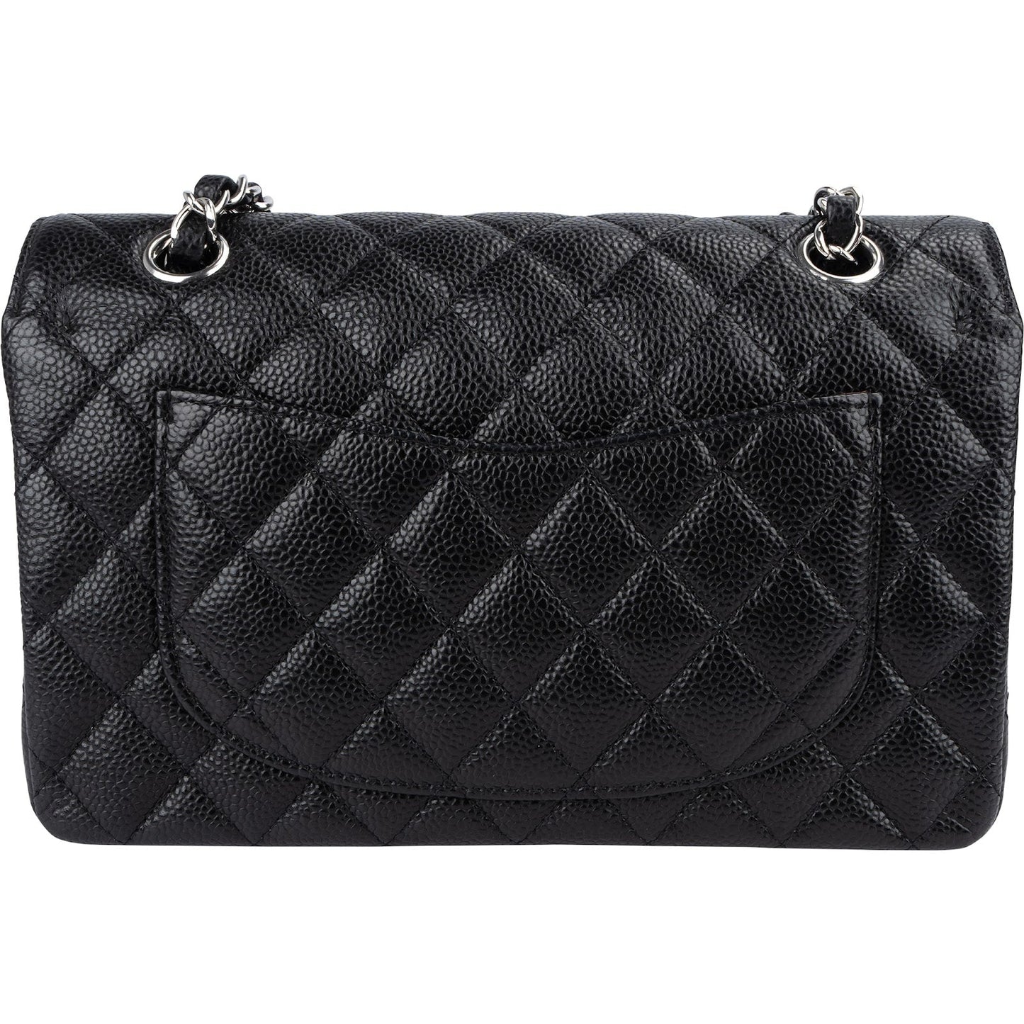 Chanel Quilted Caviar Leather Palladium Small Double Flap Shoulder Bag