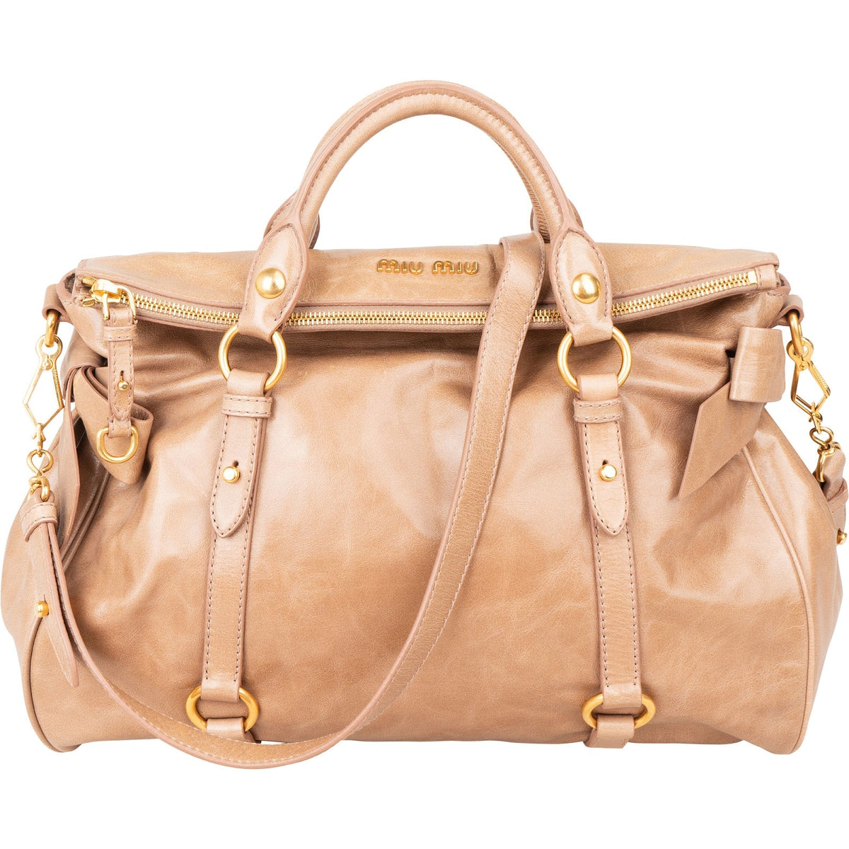 Miu Miu Vitello Lux Leather Bow Satchel Handbag