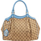 Gucci Monogram GG Canvas Blue Leather Sukey Handbag