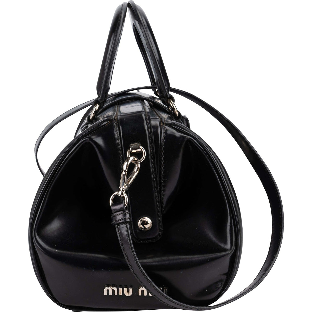 Miu Miu Spazzolato Leather Doctor Style Buckle Handbag