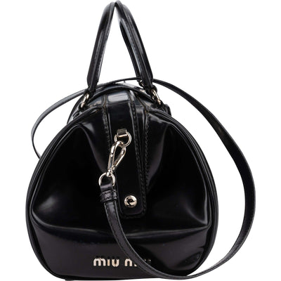 Miu Miu Spazzolato Leather Doctor Style Buckle Handbag