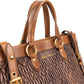 Miu Miu Matelassé Nappa Leather Bicolor Brown Tote Satchel Handbag
