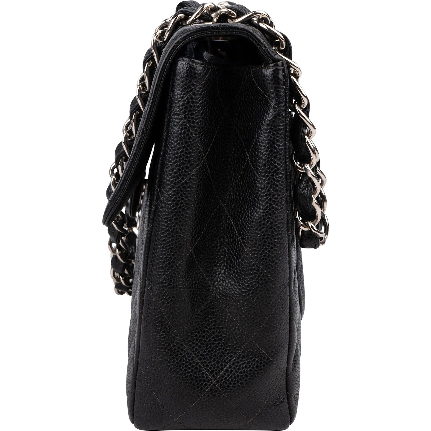 Chanel Quilted Caviar Leather Jumbo Single Flap Crossbody Bag