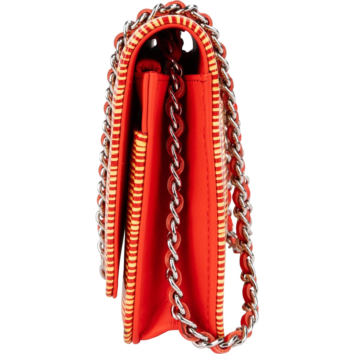 Chanel Striped Patent Leather Wallet on Chain Crossbody Bag