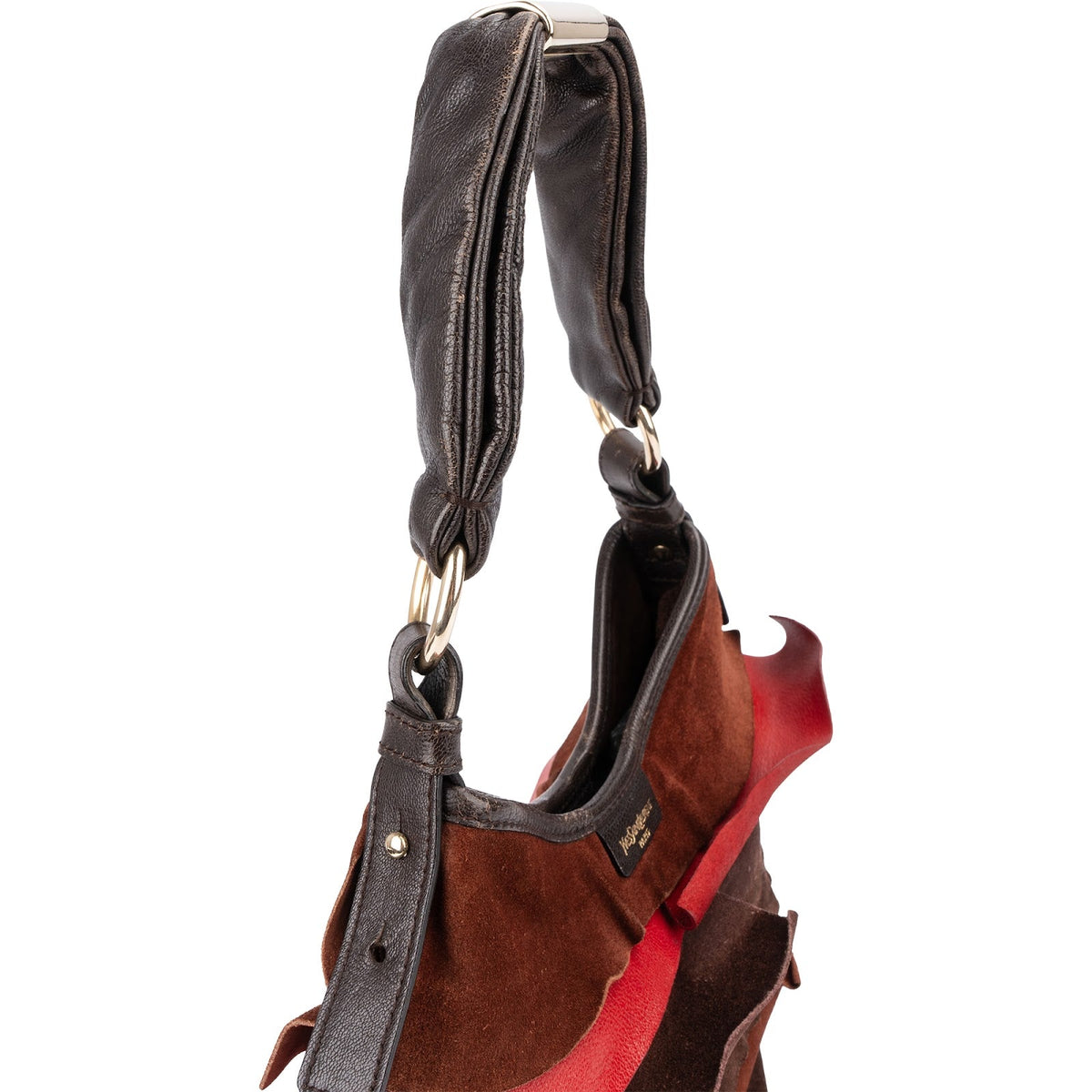 Yves Saint Laurent Suede Leather Nadja Ruffle Shoulder Bag