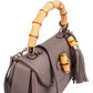 Gucci New Bamboo Top Handle aus fliederfarbenem genarbtem Leder – Ansicht 3