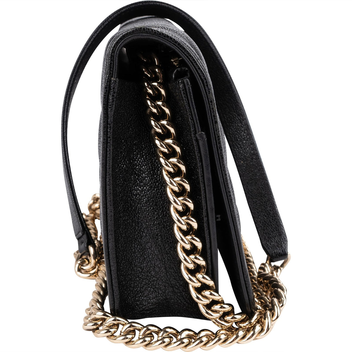 Chanel Quilted Caviar Leather Small Boy Wallet On Chain Crossbody Bag