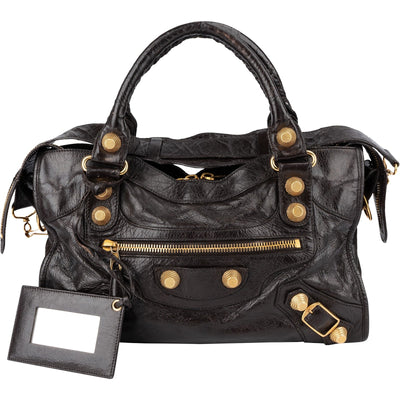 Balenciaga Dark Brown Leather Giant 21 City Handbag