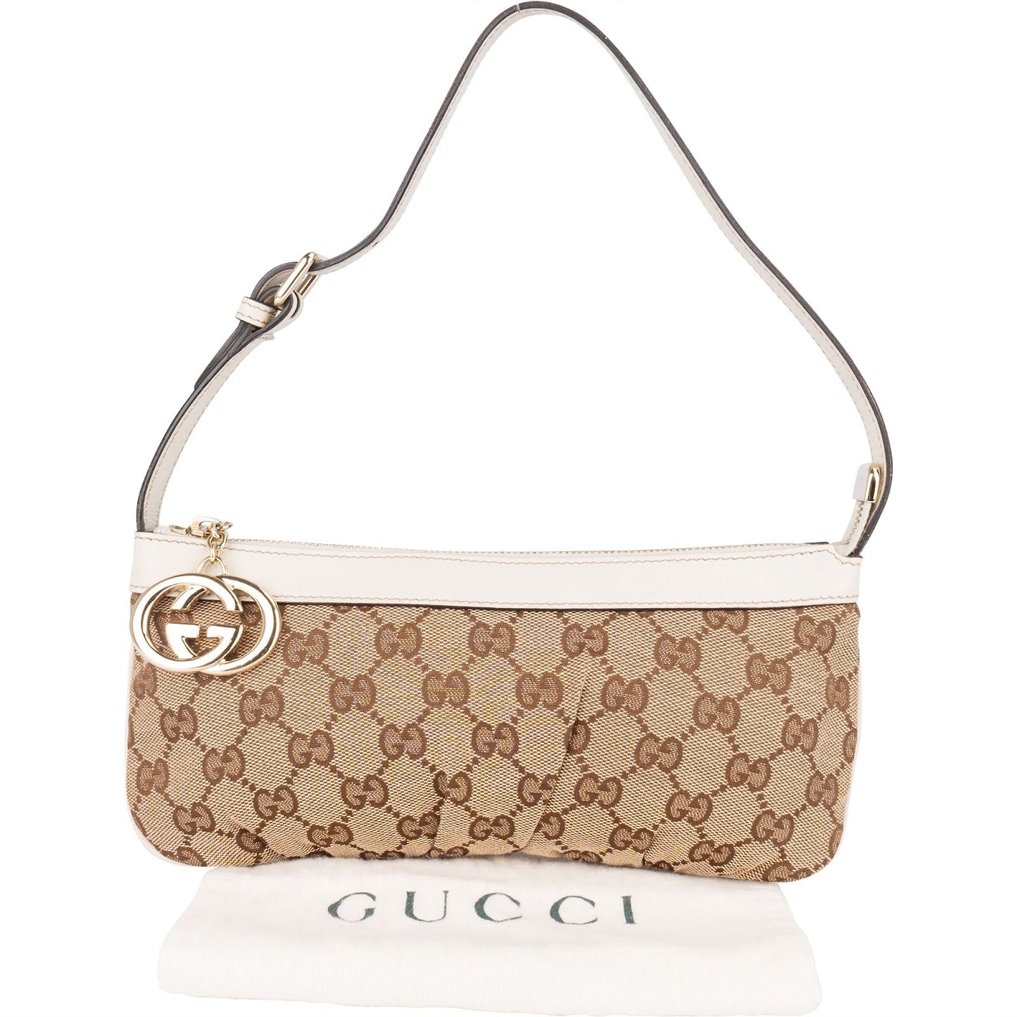 Gucci Monogram GG Canvas Charm Pochette Shoulder Bag