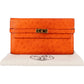 Hermès Orange Ostrich Leather Kelly Wallet