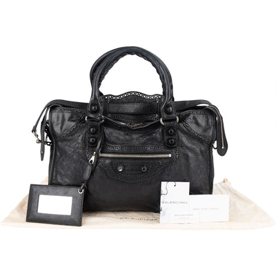 Balenciaga Black Leather City Handbag