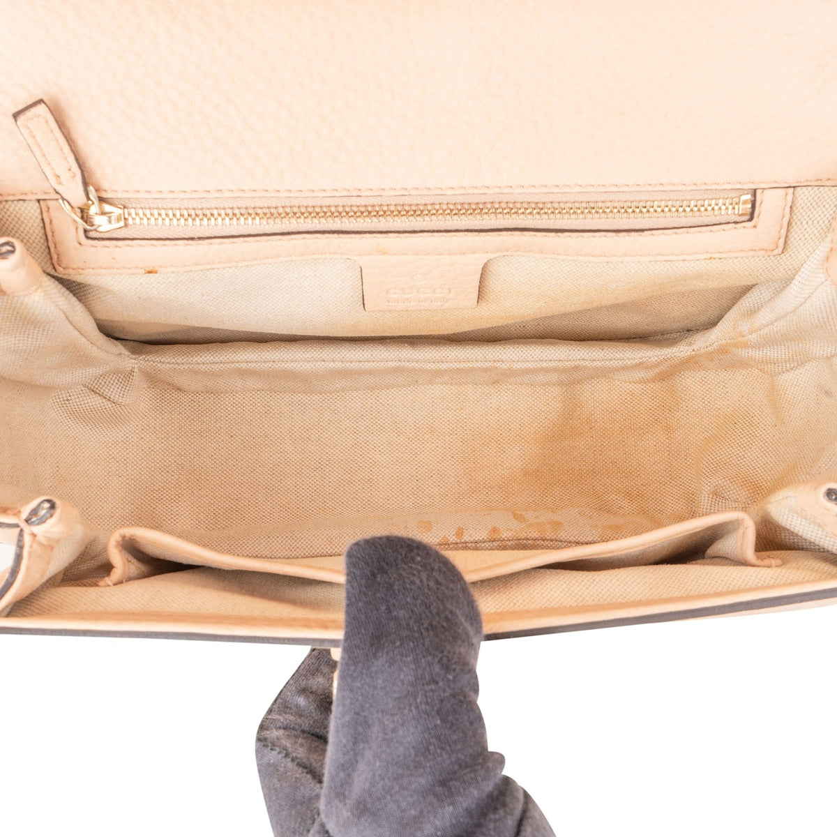 Gucci Pebbled Leather Bamboo Top Handle Flap Daily Handbag