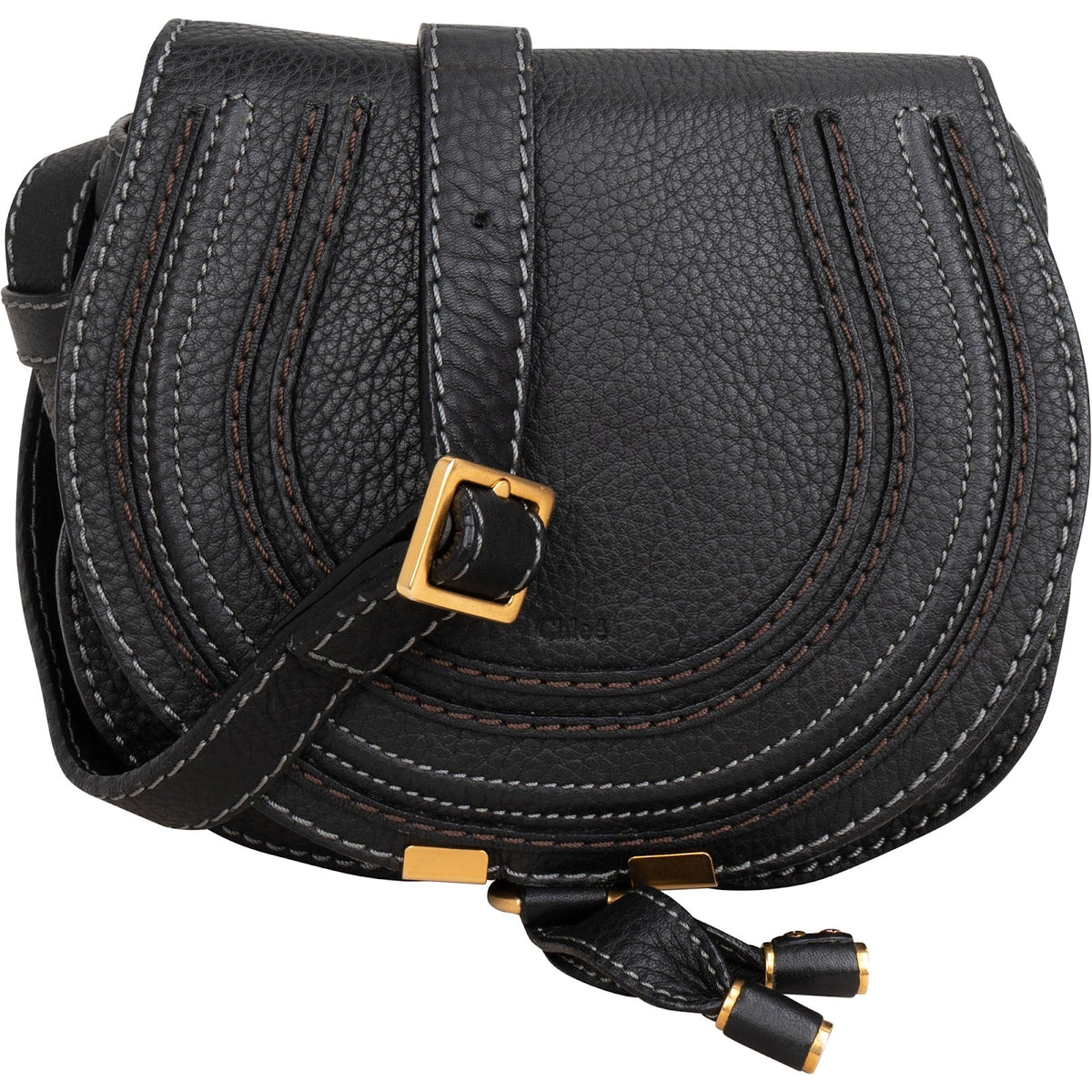 Chloé Grained Calfskin Small Marcie Saddle Crossbody Bag