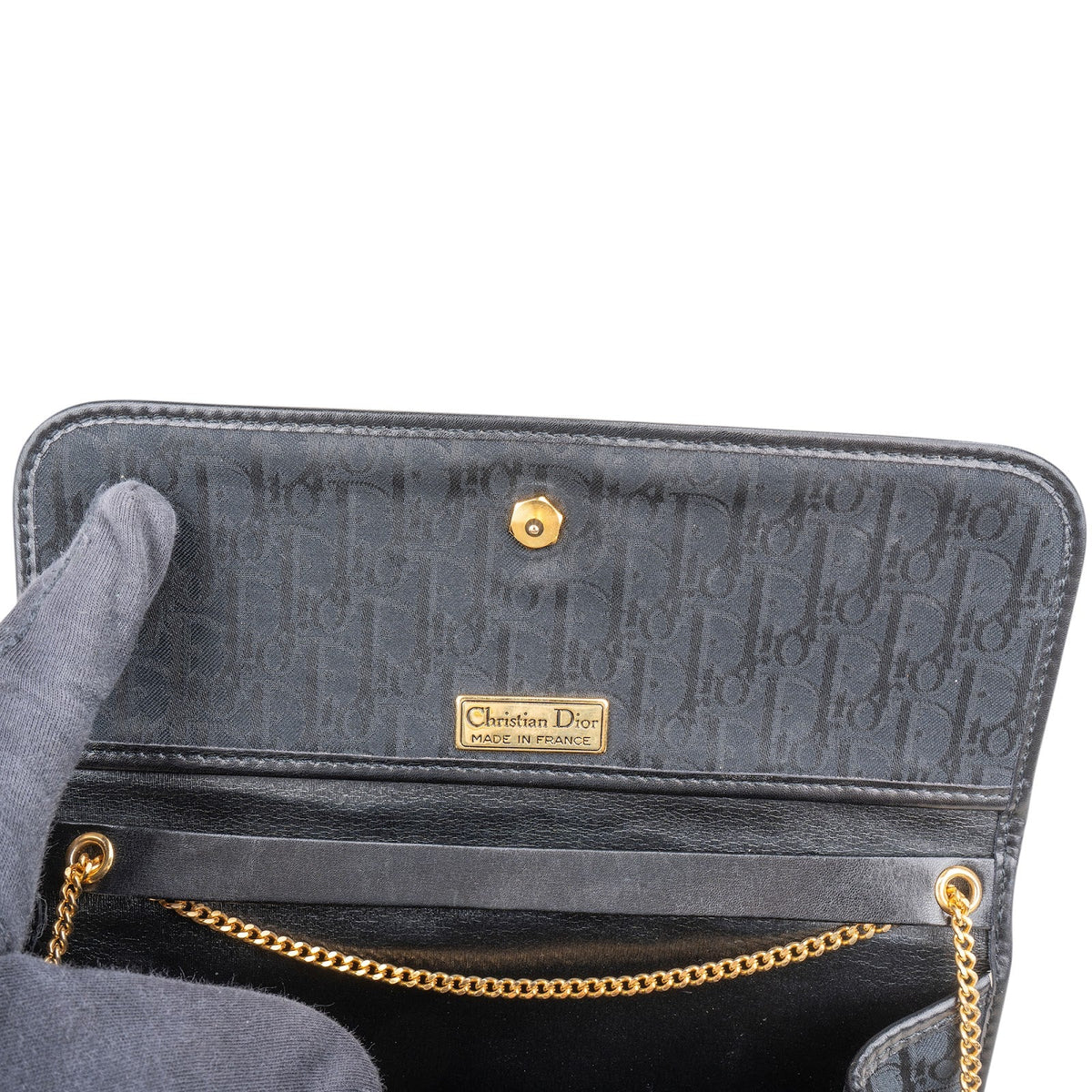 Christian Dior Monogram Oblique Canvas Vintage Chain Crossbody Bag