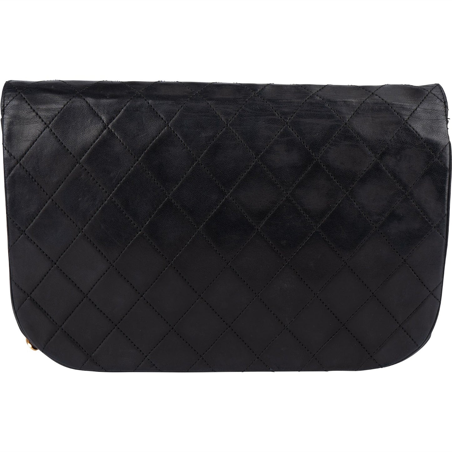 Chanel Quilted Lambskin 24K Gold Half Moon Single Flap Shoulder Bag