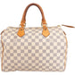 Louis Vuitton Damier Azur Speedy 30 aus Damier Azur Canvas und Vachetta-Leder – Vorderansicht
