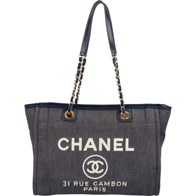 Chanel Denim Deauville Tote Shoulder Bag