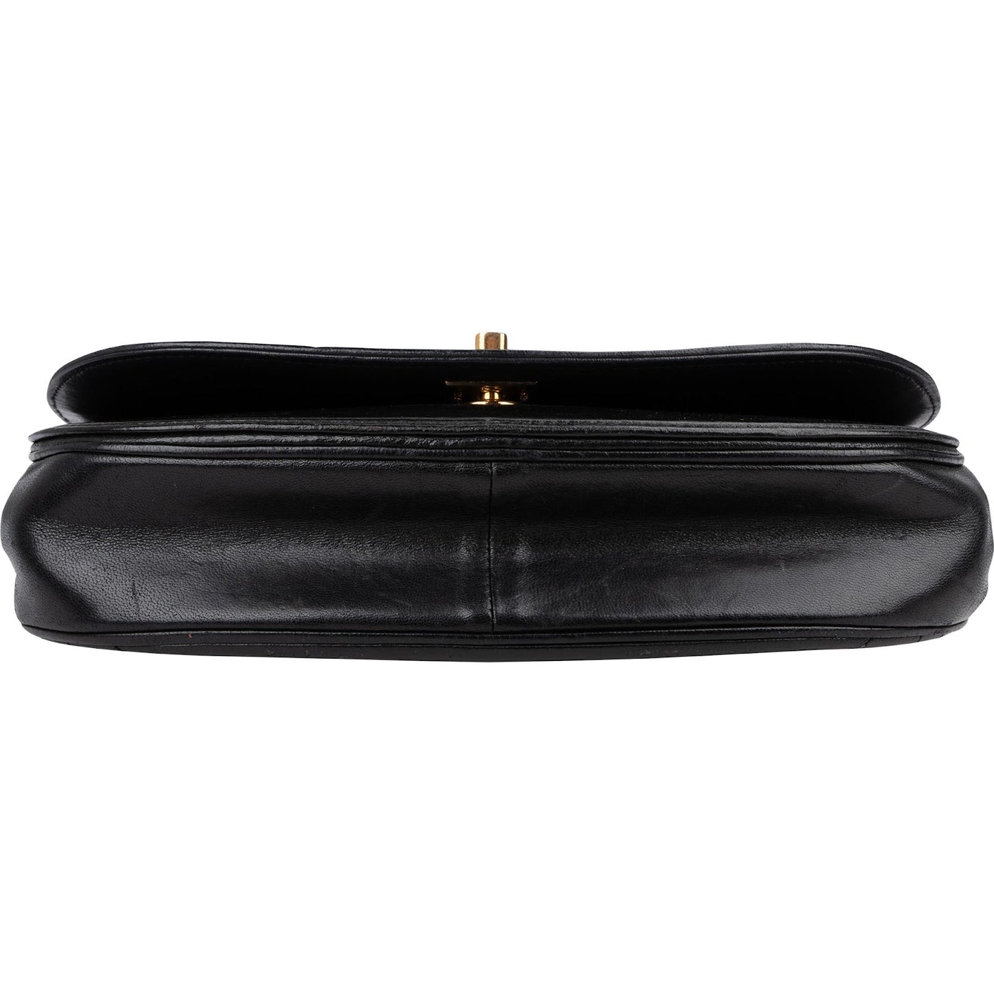 Chanel Quilted Lambskin Half Moon 24K Gold Single Flap Shoulder Bag