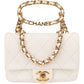 Chanel White Quilted Lambskin Mini Rectangular Flap Top Handle Crossbody Bag