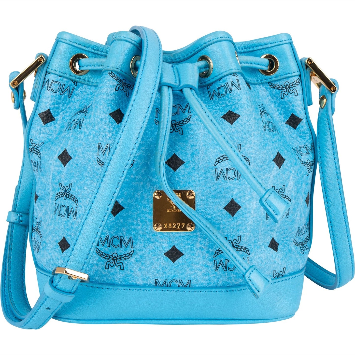 MCM Monogram Visetos Mini Drawstring Bucket Crossbody Bag