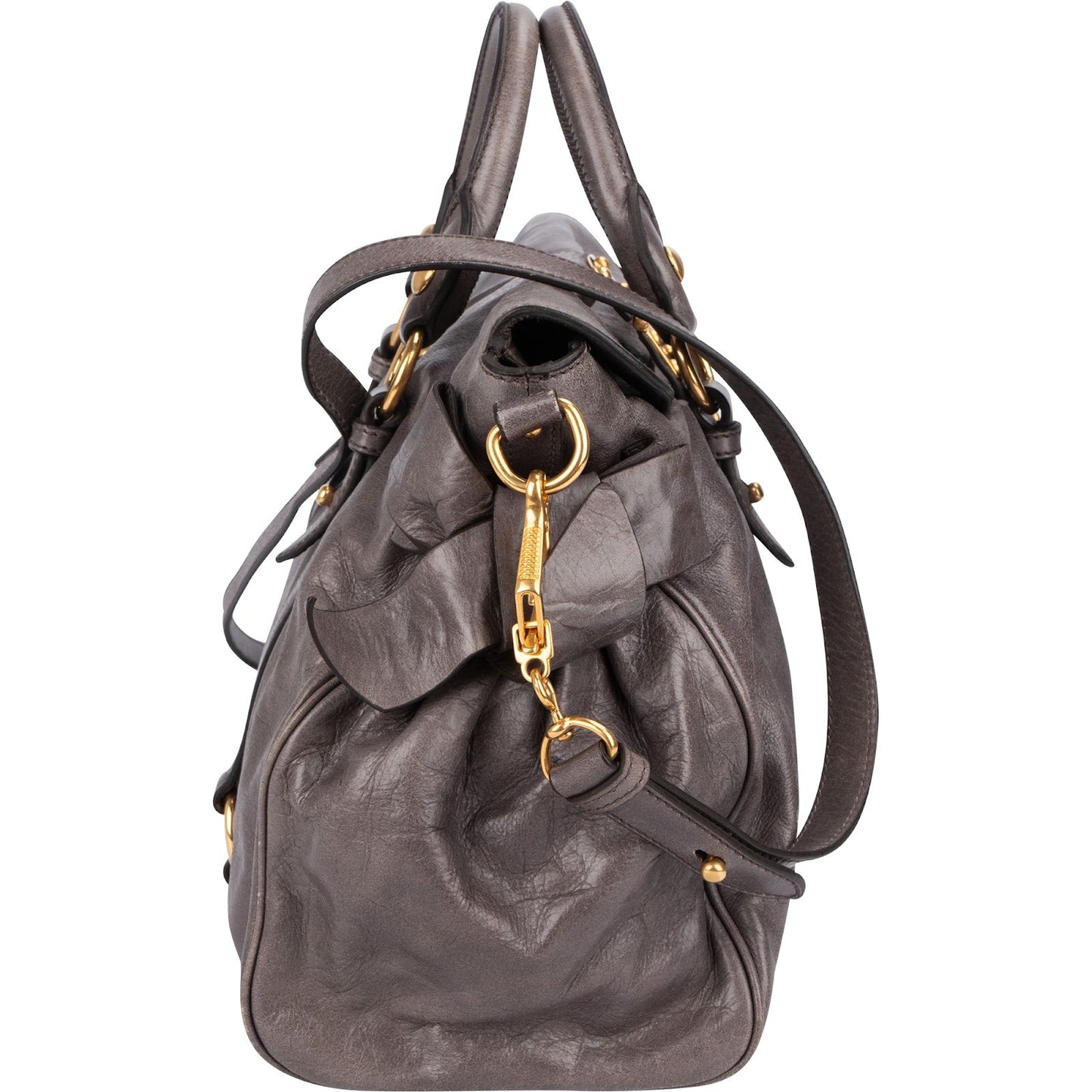 Miu Miu Vitello Lux Bow City Satchel Handbag