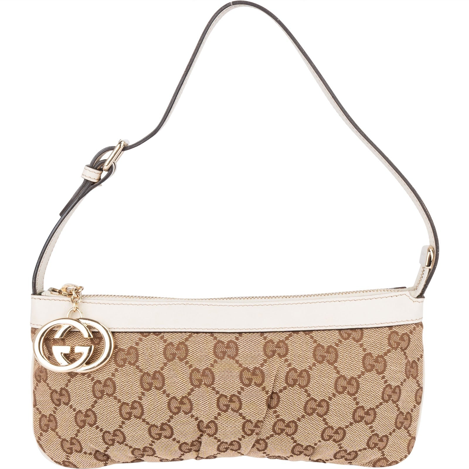 Gucci Monogram GG Canvas Charm Pochette Shoulder Bag